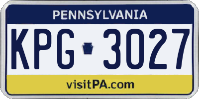 PA license plate KPG3027
