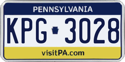 PA license plate KPG3028