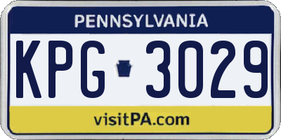 PA license plate KPG3029