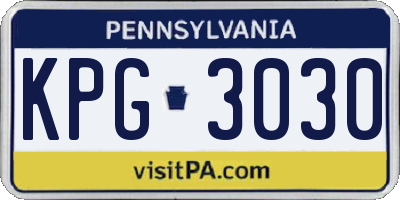 PA license plate KPG3030