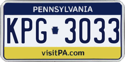 PA license plate KPG3033