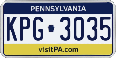 PA license plate KPG3035