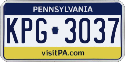 PA license plate KPG3037