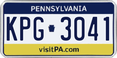 PA license plate KPG3041