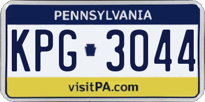 PA license plate KPG3044