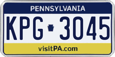 PA license plate KPG3045