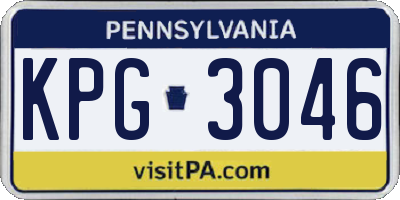 PA license plate KPG3046
