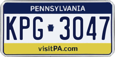 PA license plate KPG3047