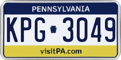 PA license plate KPG3049