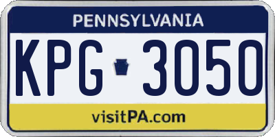 PA license plate KPG3050