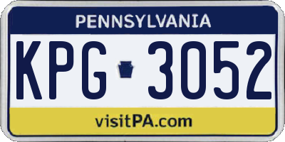 PA license plate KPG3052