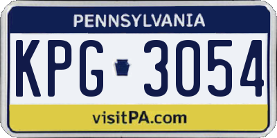 PA license plate KPG3054