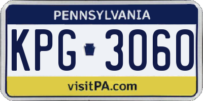 PA license plate KPG3060
