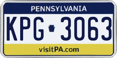 PA license plate KPG3063