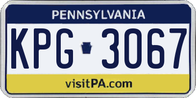 PA license plate KPG3067