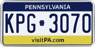PA license plate KPG3070