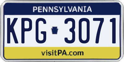 PA license plate KPG3071