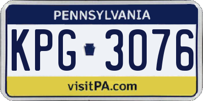 PA license plate KPG3076