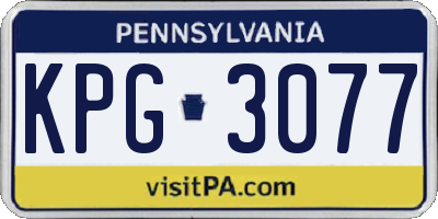 PA license plate KPG3077
