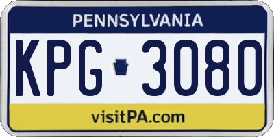 PA license plate KPG3080
