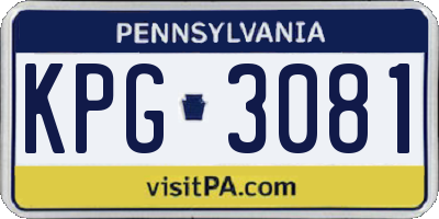 PA license plate KPG3081