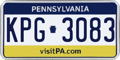 PA license plate KPG3083