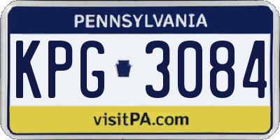 PA license plate KPG3084