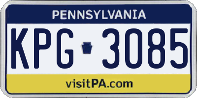 PA license plate KPG3085