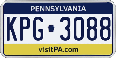 PA license plate KPG3088