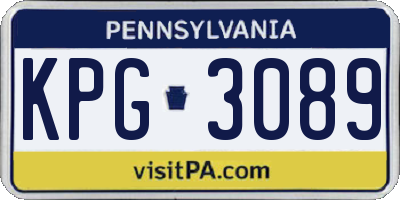 PA license plate KPG3089
