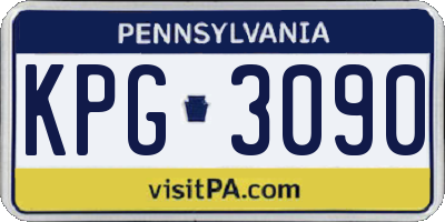 PA license plate KPG3090