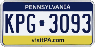 PA license plate KPG3093