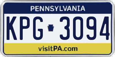 PA license plate KPG3094