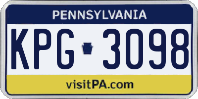 PA license plate KPG3098