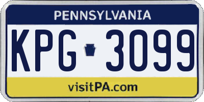PA license plate KPG3099