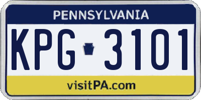 PA license plate KPG3101