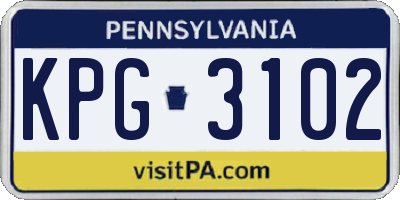 PA license plate KPG3102