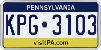 PA license plate KPG3103