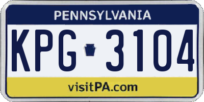 PA license plate KPG3104