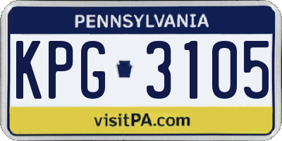 PA license plate KPG3105