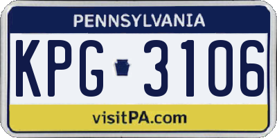 PA license plate KPG3106