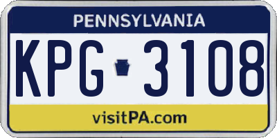 PA license plate KPG3108