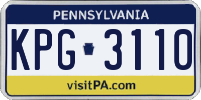 PA license plate KPG3110