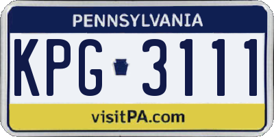 PA license plate KPG3111