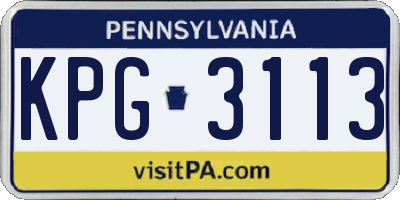 PA license plate KPG3113