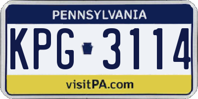 PA license plate KPG3114