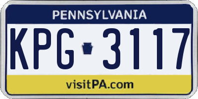 PA license plate KPG3117