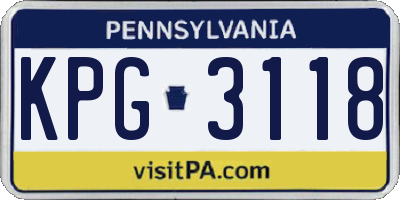 PA license plate KPG3118