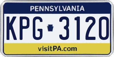 PA license plate KPG3120