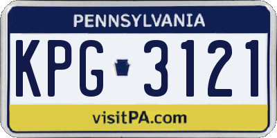 PA license plate KPG3121